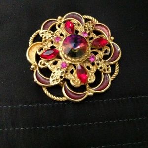 Vintage Red Aurora Boralis Brooch.